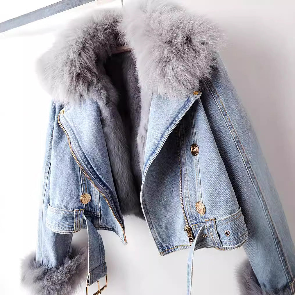 LuxeFur™ Denim Elegance Jacket