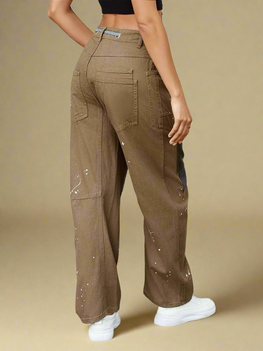 TerraEase™ Wide-Leg Patch Denim Pants