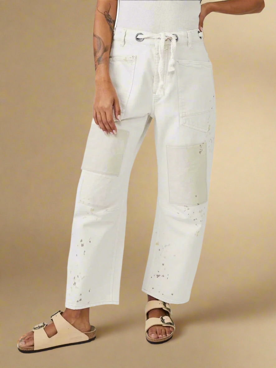 TerraEase™ Wide-Leg Patch Denim Pants