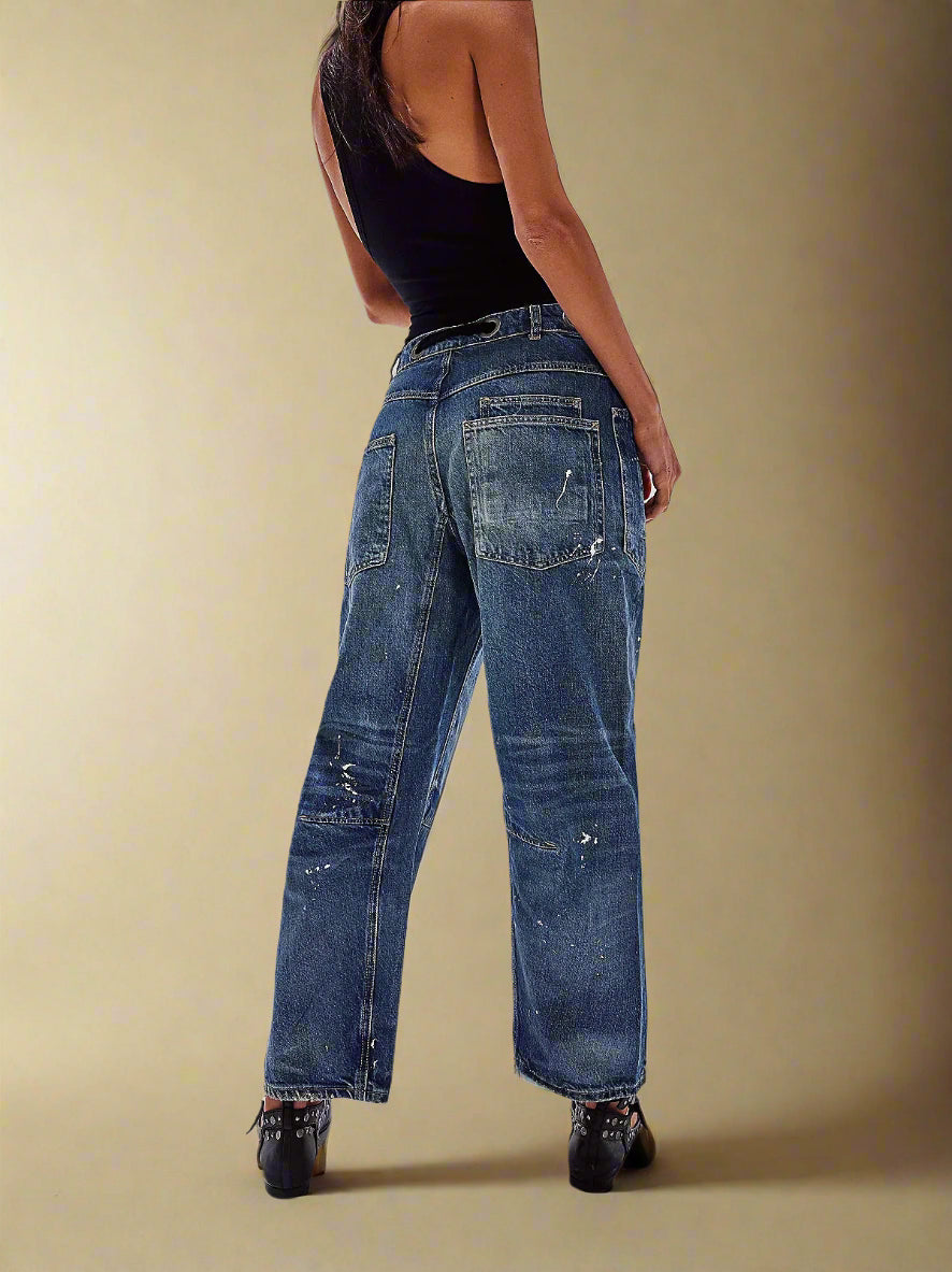 TerraEase™ Wide-Leg Patch Denim Pants
