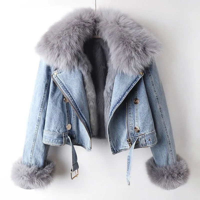 LuxeFur™ Denim Elegance Jacket