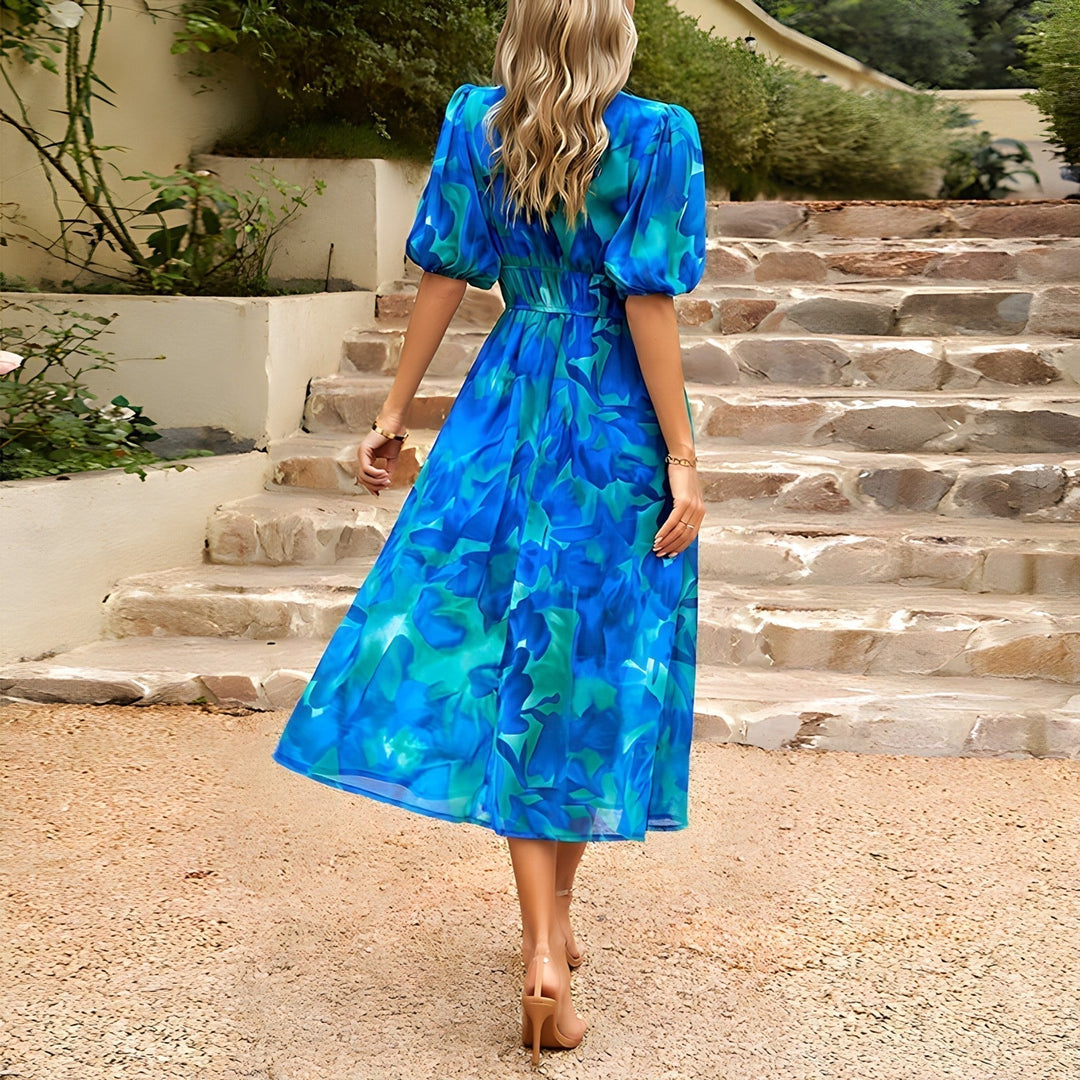 Amara™ – Graceful V-Neck Midi Dress